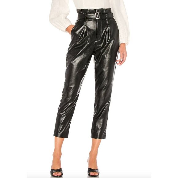 Majorelle Revolve Christopher Faux Leather Paperbag Pant Black Size Small - Picture 1 of 9